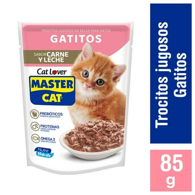 Alimento Húmedo Gatito Trocitos Sabor Carne Pouch 85 G Master Cat