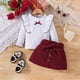 thumbnail image 3 of Conjunto De Polera Manga Larga + Falda Y Cinturon Cotele Para Niñas Primavera Verano, 3 of 3
