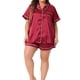 thumbnail image 2 of Agnes Orinda Conjunto de Pijamas de Talla Grande para el Día de la Madre para Mujeres, Loungewear de Satén Suave con Botones, Conjunto de Shorts de 2 Piezas 3X Burdeos, 2 of 6
