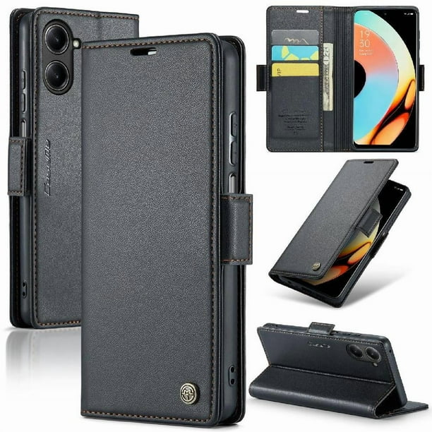 CaseMe tipo cartera Realme 10 Pro con cierre magnético, RFID, tarjetero, soporte, carga inalámbrica