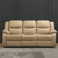 Muebles Santa Ana - Sofá Reclinable 3 Cuerpos Beige C/Consola Smoke