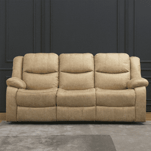 Muebles Santa Ana - Sofá Reclinable 3 Cuerpos Beige C/Consola Smoke
