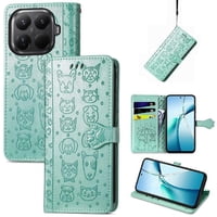 Funda Cartera Foxdock Para Xiaomi 15T , Flip Pu Con Relieve De Gatos Y Perros, Tarjetero Y Soporte