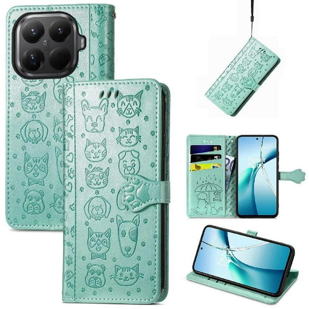 Funda Cartera FOXDOCK para Xiaomi 15T , Flip PU con Relieve de Gatos y Perros, Tarjetero y Soporte