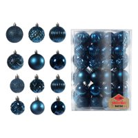 Magideal - 48 X Adornos Navideños Colgantes 6Cm 4Cm Adornos Navideños Inastillables Colgantes Para Vacaciones Año Nuevo Cena Familiar Decoración Al Aire Libre Azul