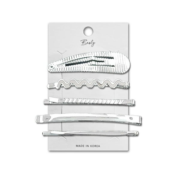Set Clip Y Horquillas Metálicas Para Cabello X 5u Plateado