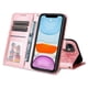 thumbnail image 3 of Funda tipo cartera FOXDOCK para iPhone 11 Pro , diseño girasol en relieve, cuero PU, cierre magnético, soporte y tarjetero, 3 of 5