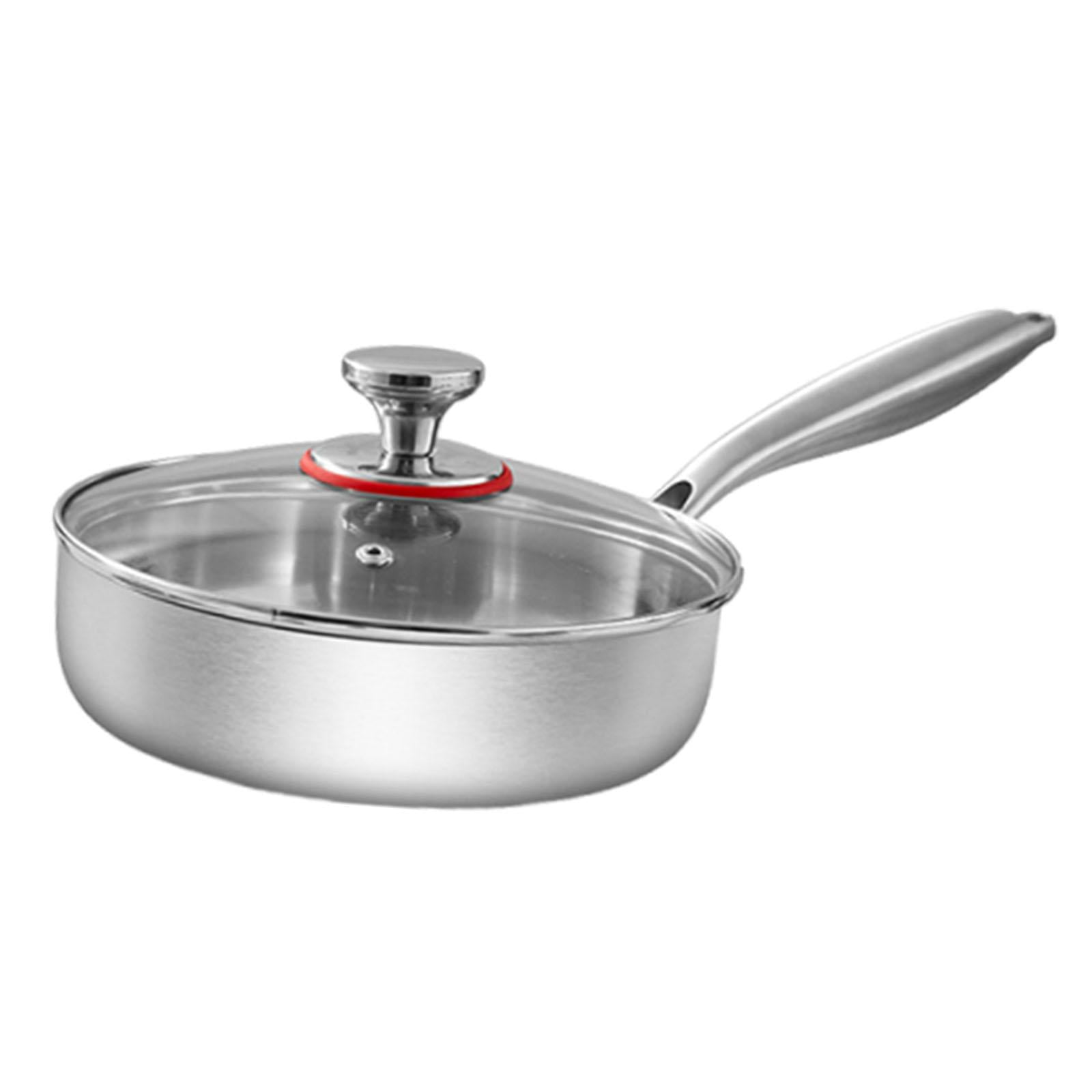 Magideal - Sartén De Acero Inoxidable Con Tapa De Vidrio, Utensilios De Cocina, Regalos De Gadgets Versátiles, Sartén Portátil Con Asa, Sartén Para Cocinar En Ca Diámetro 20 Cm