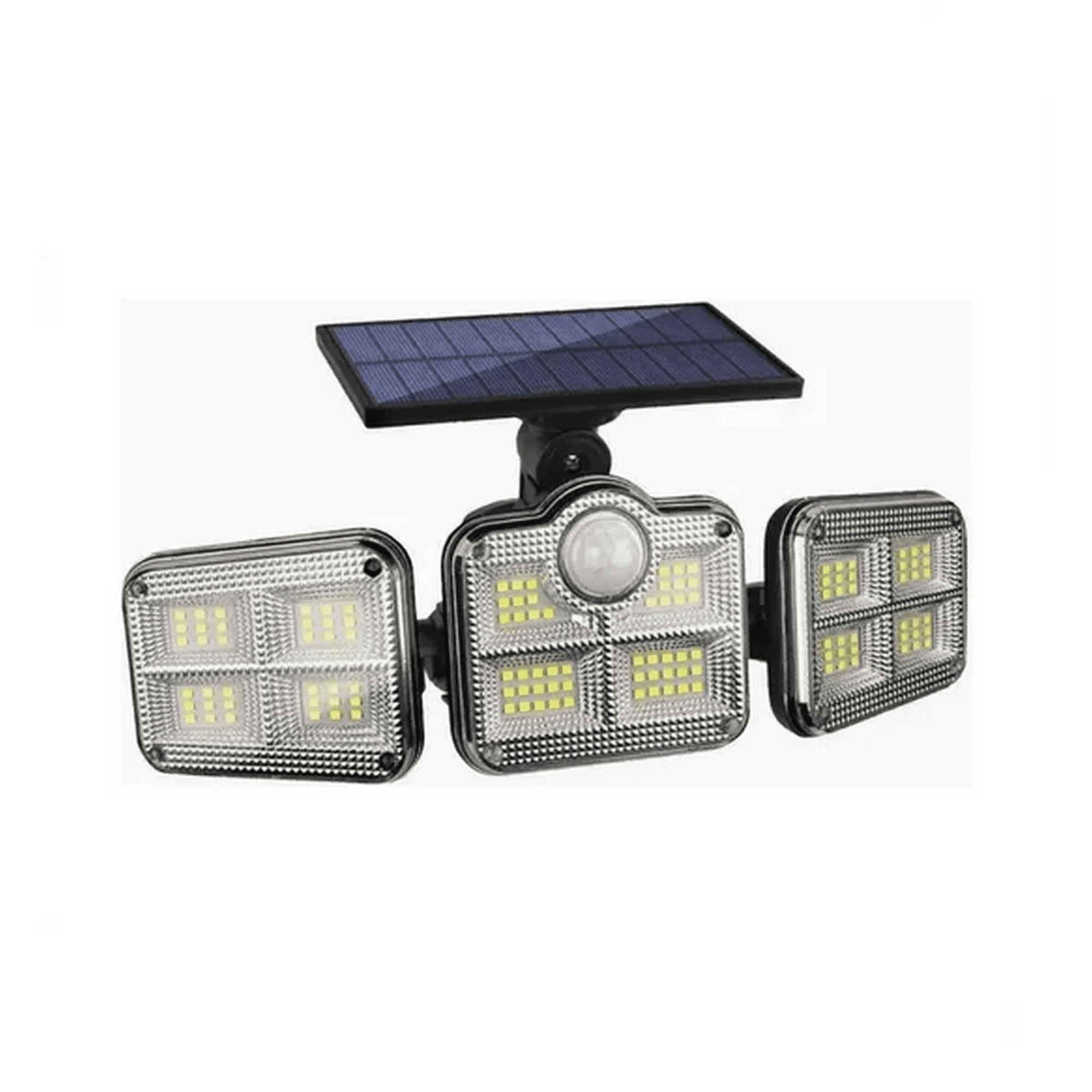 Genérico - Luz Solar Foco Triple Cabezal Con Sensor De Movimiento Negro