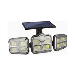 Genérico - Luz Solar Foco Triple Cabezal Con Sensor De Movimiento Negro