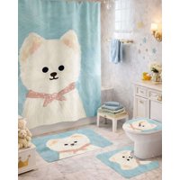 Mylhogar - Juego 5 Piezas Con Cortina De Baño De Tela Poliéster Y Forro De Ducha De Plástico