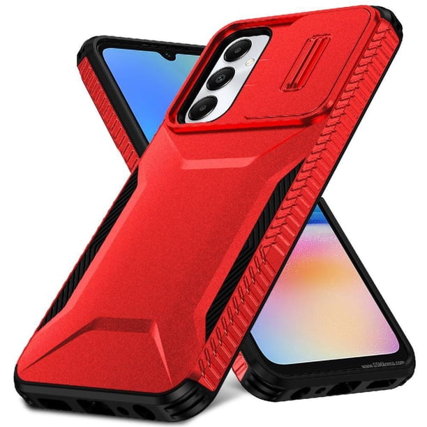 Funda Resistente para Samsung Galaxy A05s con Tapa Deslizante y Protección Militar Rojo
