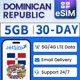 thumbnail image 1 of eSIM JETSIM República Dominicana Plan de Datos 5GB por 30 Días, 1 of 5