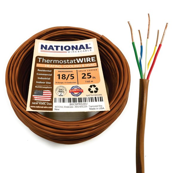 Cable para termostato NATIONAL 18/5 7,6 m de cobre sólido
