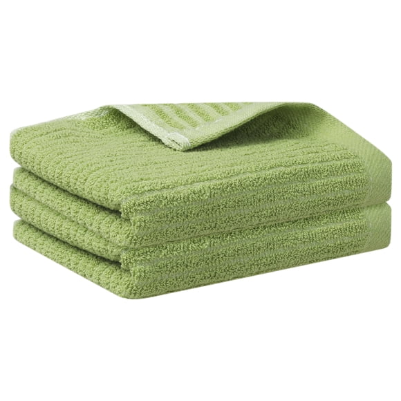 REGALWOVEN Patrón de Rayas Paquete de 2 Toallas de Mano, Toalla Absorbente y de Secado Rápido para Baño Verde 13' x 29'