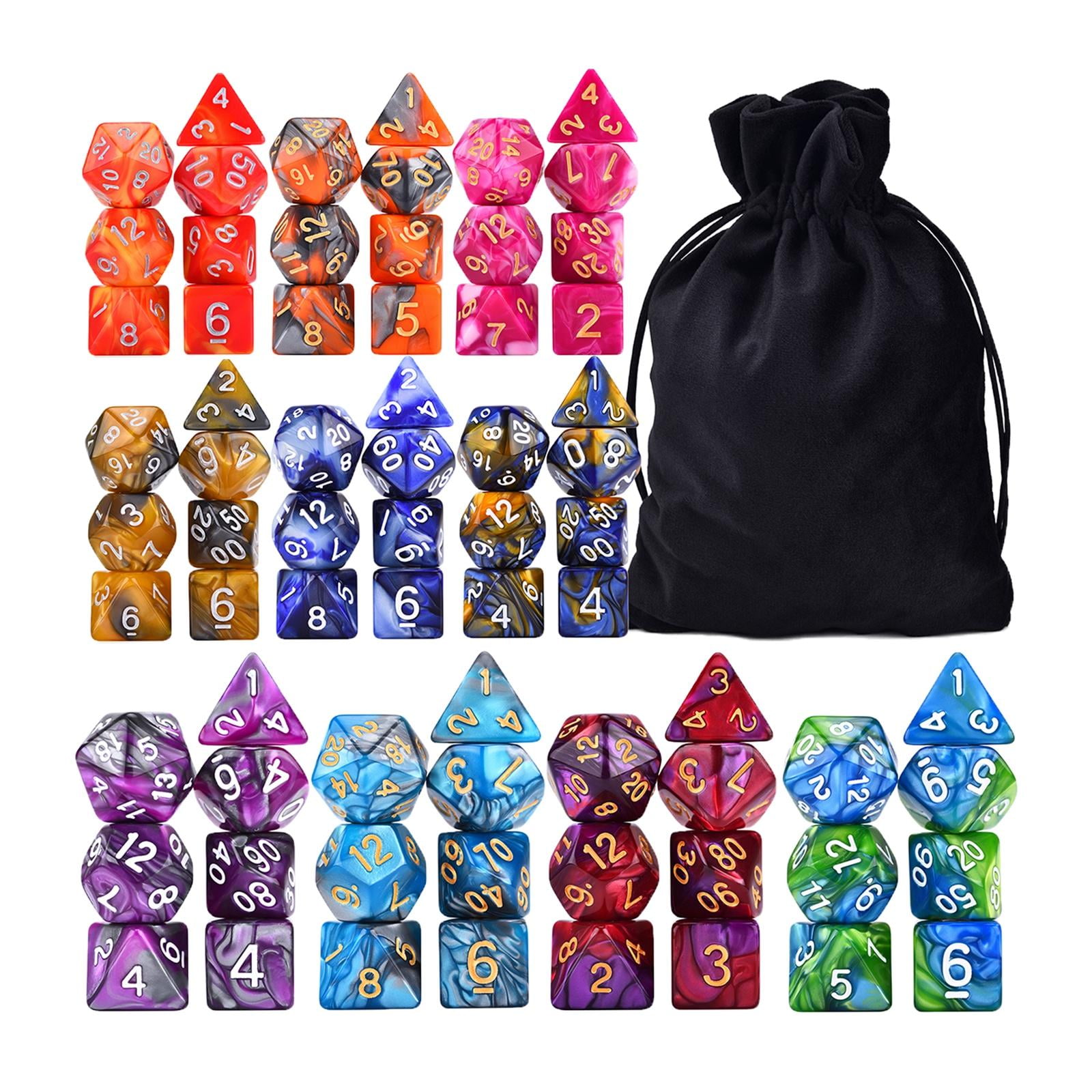 Magideal - Poliédricos Acrílicos De 70 Piezas Con Bolsas, D4d20, Colores Dobles Para De Rpg, Juguetes De Barra, Enseñanza De , Estilo C