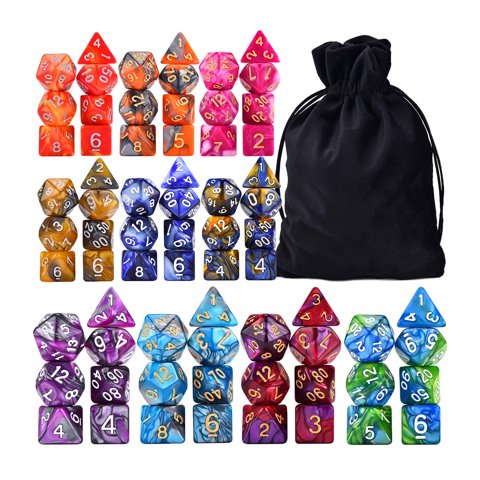 Magideal - Poliédricos Acrílicos De 70 Piezas Con Bolsas, D4D20, Colores Dobles Para De Rpg, Juguetes De Barra, Enseñanza De , Estilo C