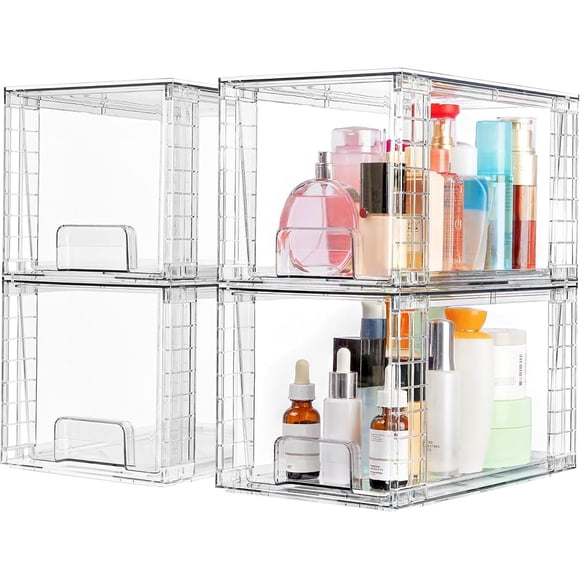 Cajones Apilables Vtopmart 4 Pack Transparente 30x18x18 cm