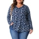 thumbnail image 1 of Agnes Orinda Ropa de Halloween para Mujeres de Talla Grande Tops Florales para Escuela y Universidad Blusa Túnica con Volantes de Cuello en V y Manga Larga 2X Azul Marino, 1 of 6