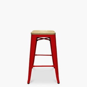Form Design - Taburete Medio 66 Tolix Asiento Madera Rojo
