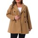 thumbnail image 1 of Abrigo largo de doble botonadura con solapa entallada para mujer de talla grande Agnes Orinda para un invierno elegante 3X Camel, 1 of 5
