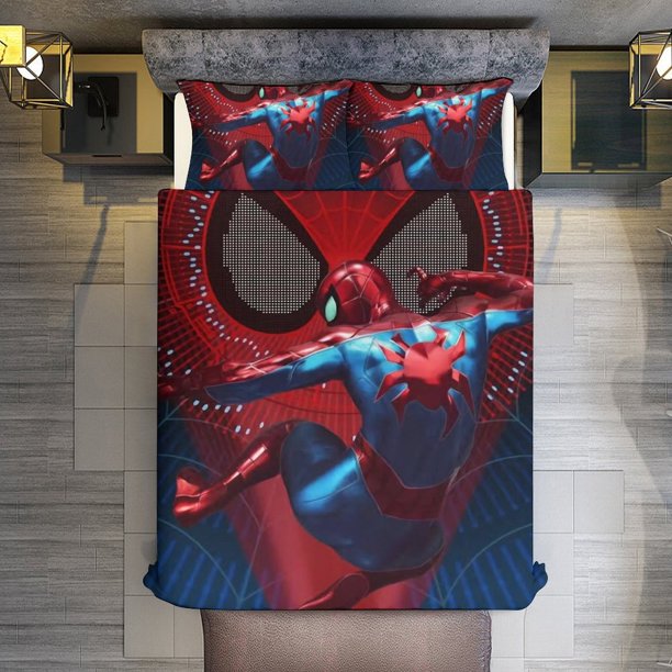 Spidey 3 Piece Sets Full/Queen Size - Reversible Microfiber Quilts with 2 Shams Soft Lightweight Bedspread Coverlet Comforter for All Season Bed Sheets