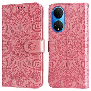 Funda Tipo Cartera Foxdock Para Honor X7 , Diseño Girasol En Relieve, Cuero Pu, Cierre Magnético, Soporte Y Tarjetero