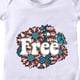 thumbnail image 2 of Conjunto de ropa de gateo de manga corta para niños y niñas, con estampado floral de celebración del Día de la Independencia de verano, de 0 a 24 meses, para bebés de 6 a 12 meses (blanco, 18-24 meses, 2 of 3