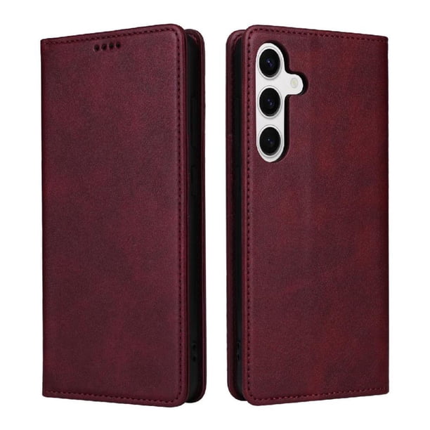 Funda Cartera para Samsung Galaxy S24 Plus con Ranuras Tarjetas y Soporte - Protección Completa Rojo