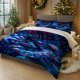 thumbnail image 1 of 3pcs Hakuji Purple Light Crystal Warrior Themed Printed Bedding Set Polyester Wear- and Wrinkle-, 1 of 1