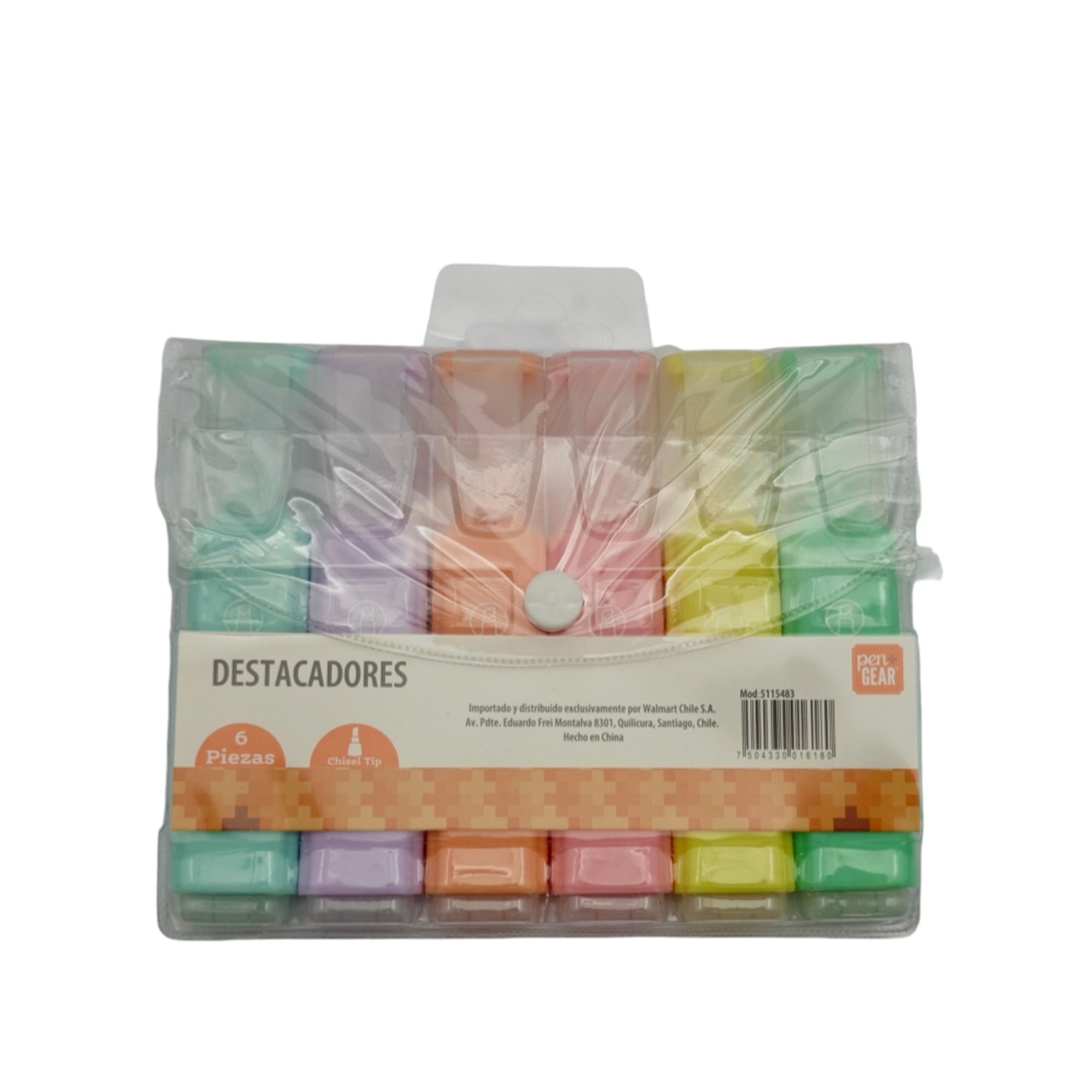 6 Destacadores Colores Brillantes. Suave Aplicación Pen+Gear