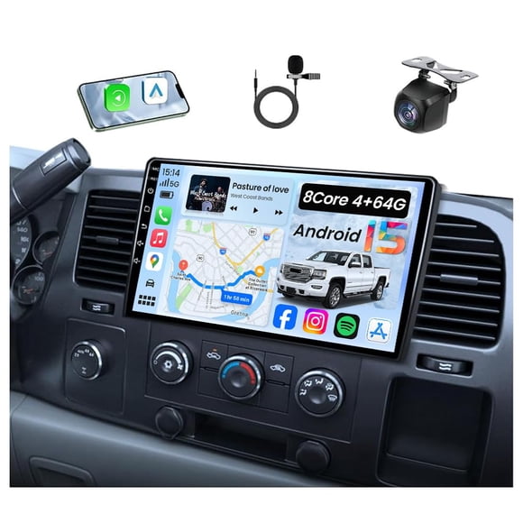 Radio para coche Jufodrca 4 GB + 64 GB Android 15 de 10,1" para Chevrolet Silverado y GMC Sierra