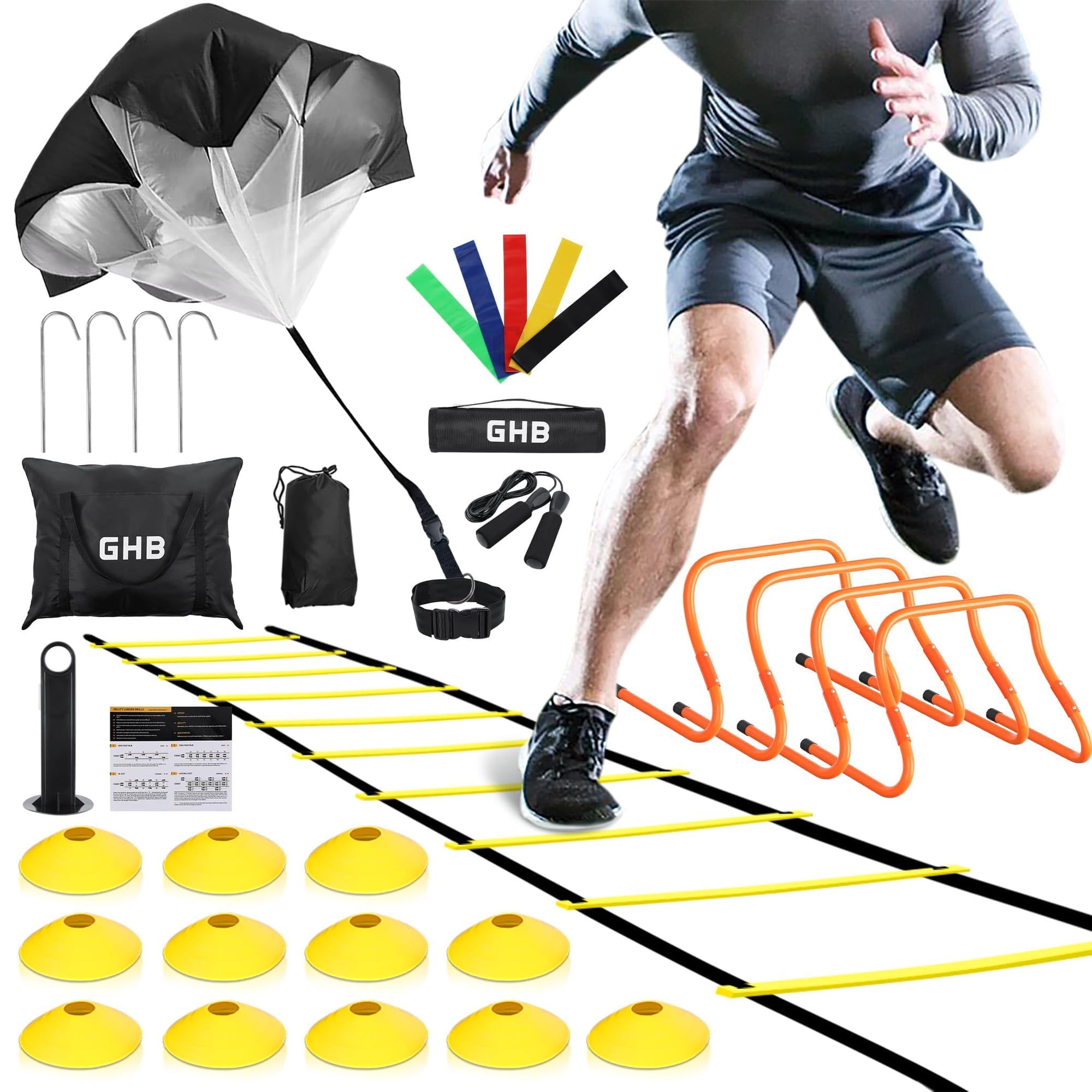 Set De Equipo De Entrenamiento De Agilidad Ghb Agility Ladder Con Vallas