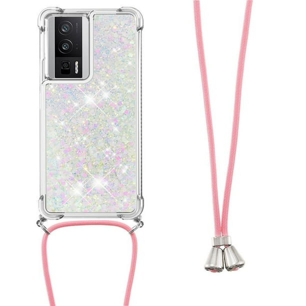 Funda FOXDOCK para Xiaomi Poco F5 Pro 5G con Cuerda Ajustable, Brillo Líquido, Protección Antigolpes y Lente – Ideal para Regalo