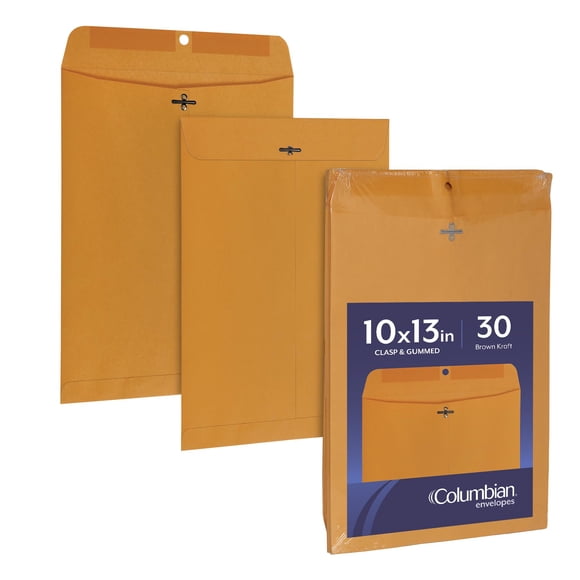 Sobres Columbian marrón kraft 10 x 13, paquete de 30