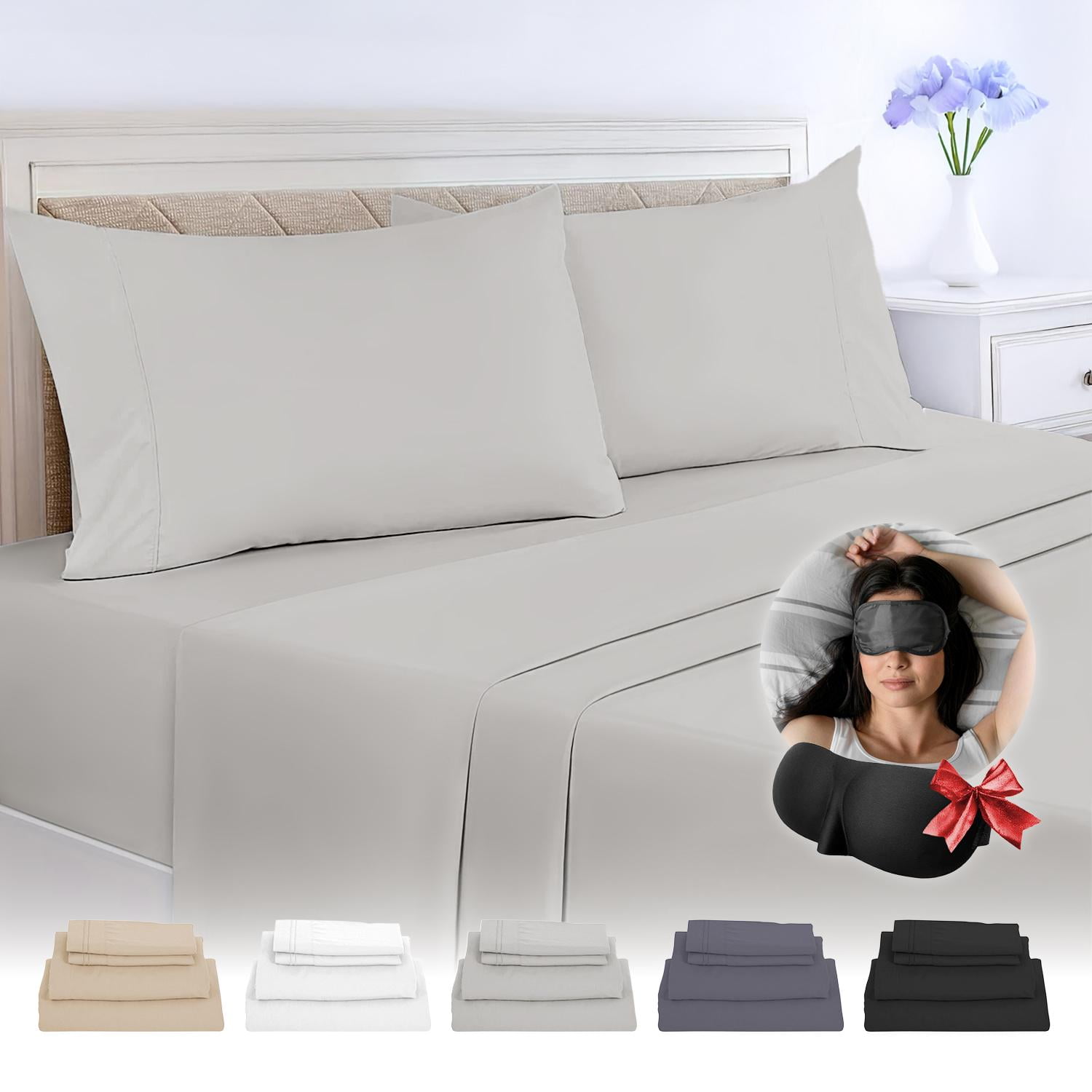 Juego De Sabanas Queen 150x200 Cm Okaeri Gris 2 Plazas