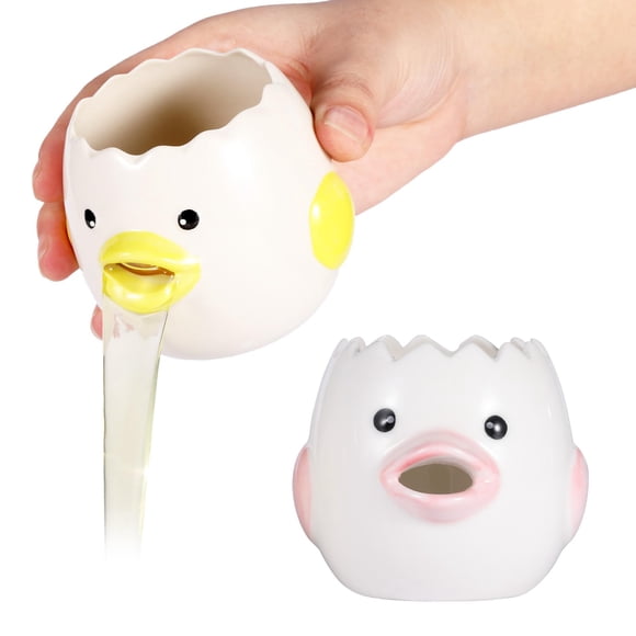 Separador de huevos Edgnb de cerámica 8 cm, paquete de 2, amarillo y rosa