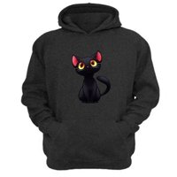Genérico - Polerón Canguro Gatito Gris Oscuro Talla Xs Unisex