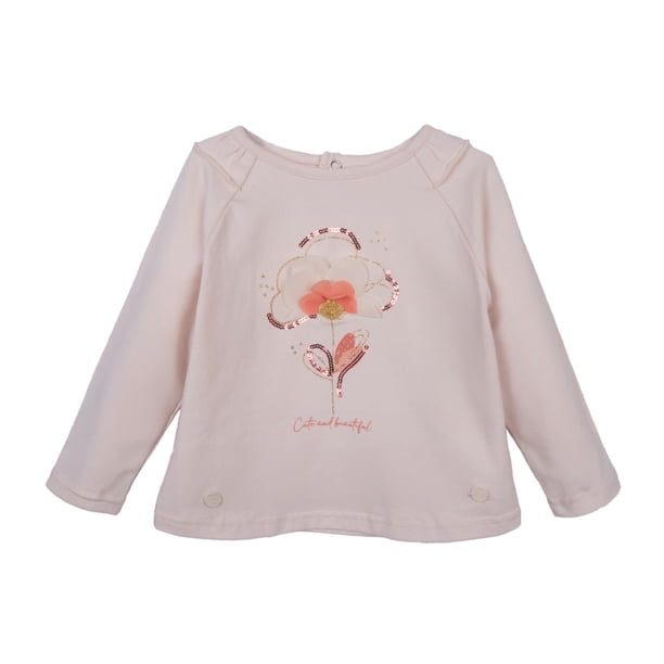 Polera Bebé Niña Manga Larga Estampado Flor Arena