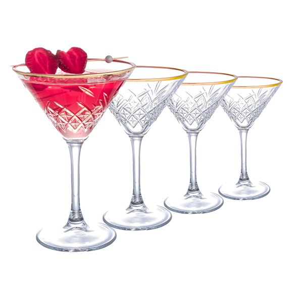 Juego de Copas de Martini El Máscara El Turko Vintage con Borde Dorado