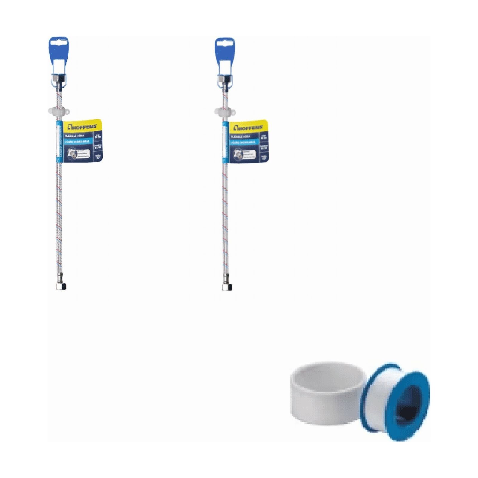 Hoffens - Pack 2 Flexibles Para Agua Hi-Hi 50 Cm Mas Teflón Para Agua 1/2""