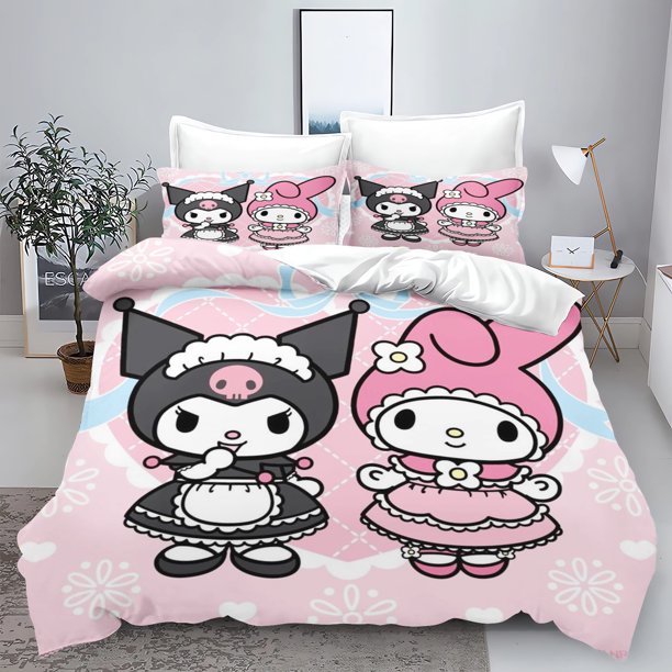 Series Kurome 100% Polyester Printed Bedding Set Duvet Cover Queen Cotton Cute Printed Cartoon Quilt Cover With Pillowcas