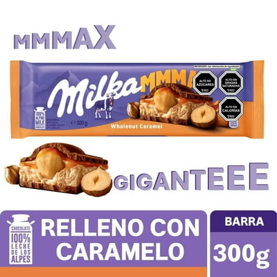 Chocolate De Leche Milka Con Relleno Sabor Caramelo Y Avellanas 300Gr.