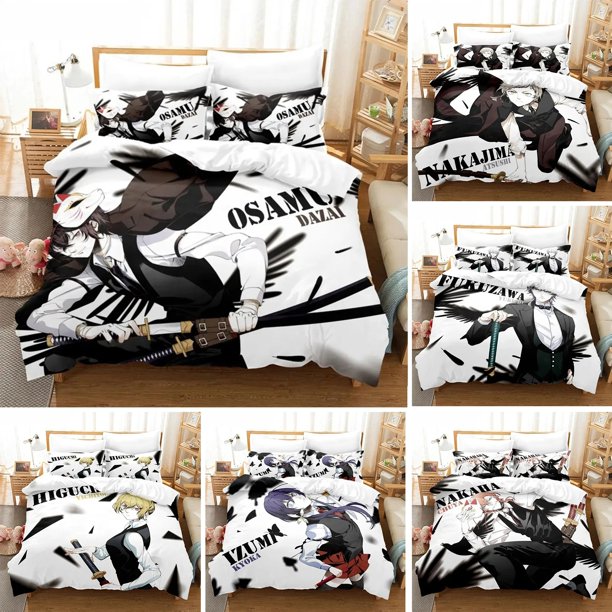 Anime Dazai Bungo Stray Dogs Bedding Set Boys Girls Duvet Cover Pillowcase Bed Kids Adult Home Textileextile