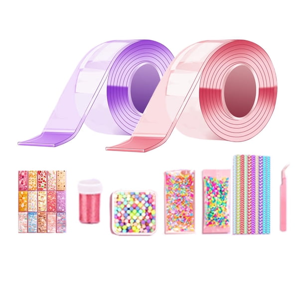 Cinta de doble cara de burbujas de soplado, cinta transparente impermeable para manualidades, cinta multiusos que no deja marcas para adultos, juguete , 2 uds rosa violet 5cm