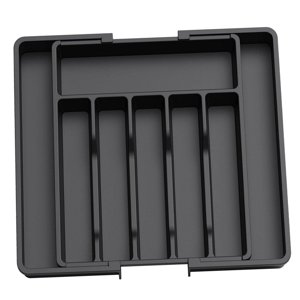 Magideal - Bandeja Extensible Para Utensilios De Cocina, Bandeja Para Cubiertos, Organizador De Cubiertos Resistente Con Múltiples Compartimentos, Práctico Para Negro