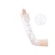 thumbnail image 3 of Guantes de malla floral de encaje para mujer INSPIRE CHIC con perlas, lazo y lunares, longitud de muñeca sin dedos para boda elegante, fiesta de noche Blanco10, 3 of 6
