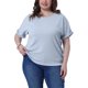 thumbnail image 1 of Agnes Orinda Camisetas Texturizadas de Talla Grande para Mujer con Mangas Cortas Enrolladas Cuello Redondo Blusas Básicas Casuales 4X Azul Claro, 1 of 6