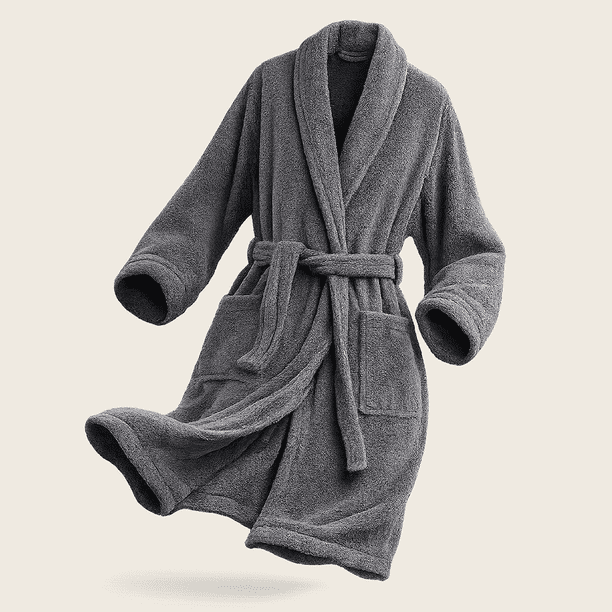 Bata De Baño Algodon Absorbente Suave Unisex Seca Rapido Gris