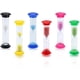 thumbnail image 1 of Temporizador de reloj de arena de 6 piezas, reloj de arena colorido, reloj de arena de 30 segundos/1 minuto/2 minutos/3 minutos/5 minutos/10 minutos para casa, oficina y aula (6 colores), 1 of 5
